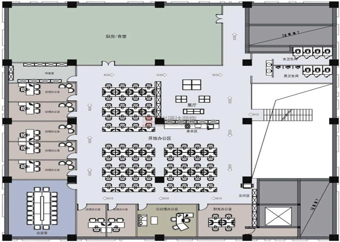 北京萬興通達辦公裝修項目-京茂香源裝修效果圖